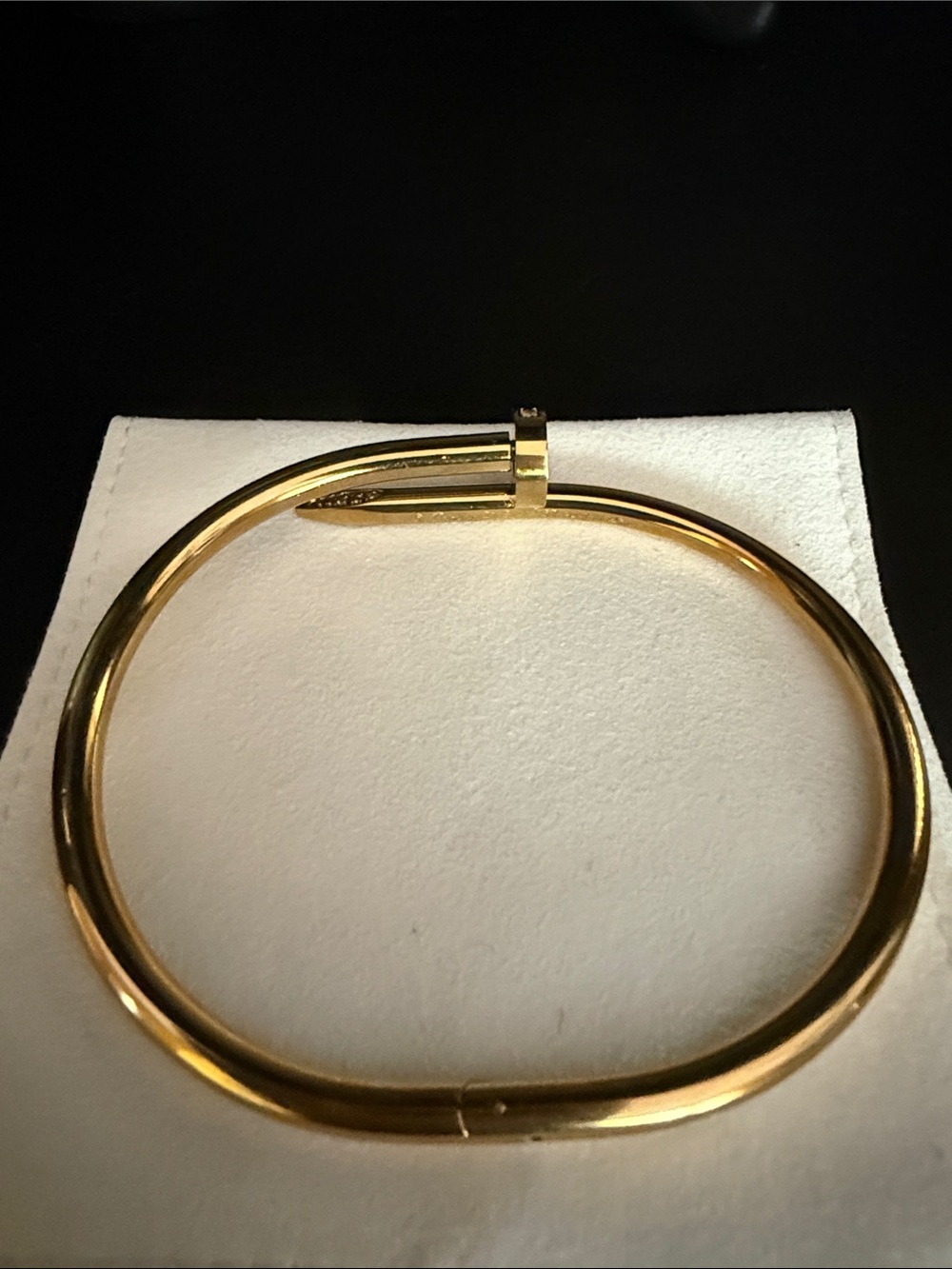Gold-Tone Nail Bangle Bracelet with Crystal Accents - Picture 6 of 7